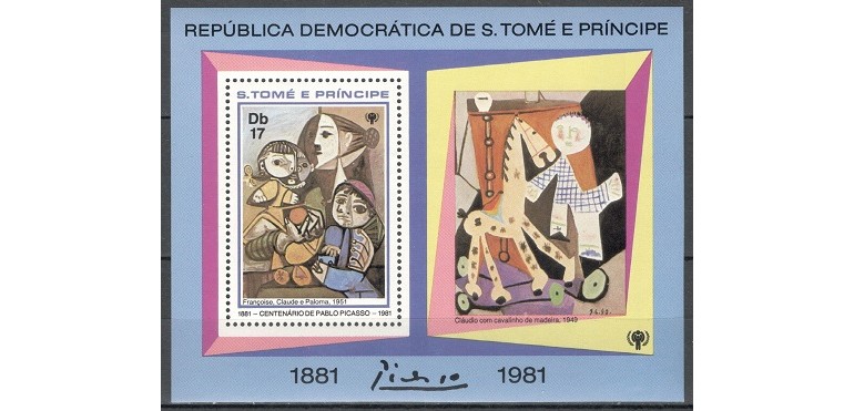 S.TOME E PRINCIPE 1981 - PICTURA, PABLO PICASSO (4) - BLOC NESTAMPILAT - MNH - COTA MICHEL : 12.5 E / pictura357